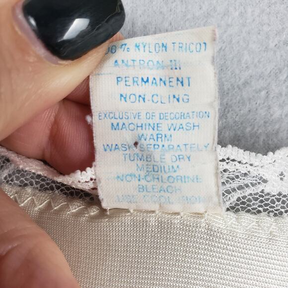 Vintage 40 Lace Trim Lingerie Slip Dress White Y2K Sabrina Carpenter Angelcore - Picture 10 of 10